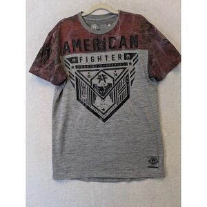 American Fighter Mens Large Gray Red Space Dye Graphic Training Division T-Shirt